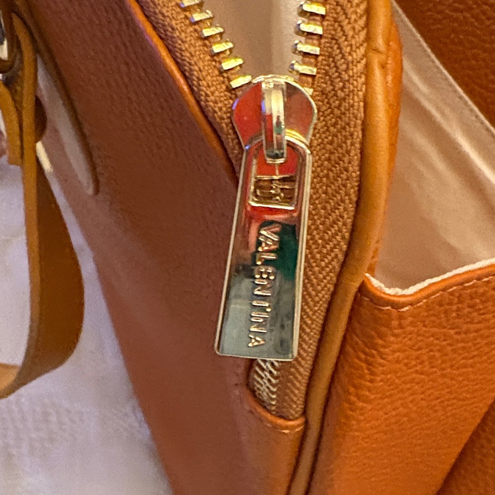 Valentina Rich Tan Shoulder Bag, Genuine Leather, Made in Italy - Picture 15 of 16